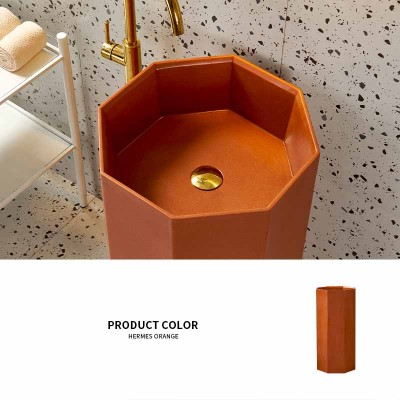 Solid Surface Sink New Design One Piece Pedestal Basin Stone Wash Basin